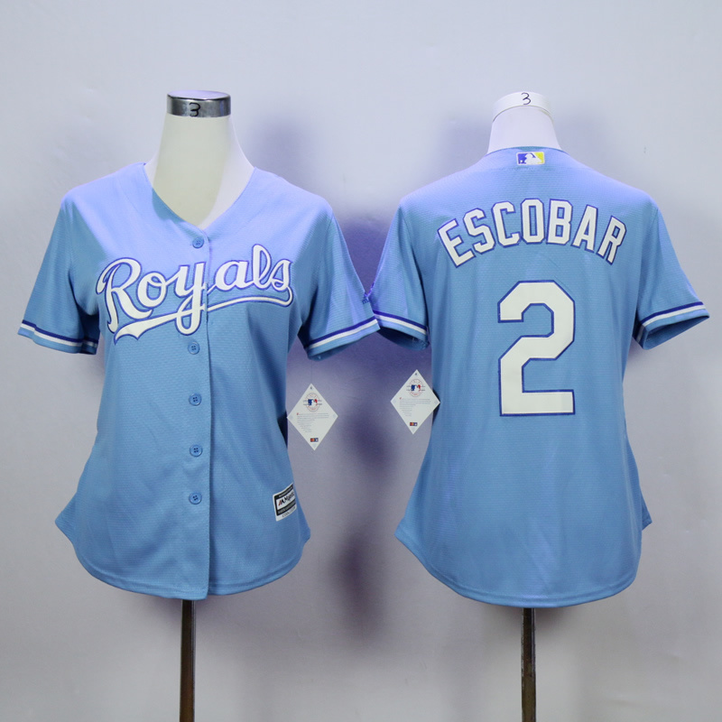 Women Kansas City Royals #2 Eacobar Light Blue MLB Jerseys